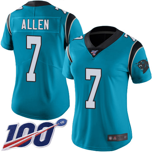 Carolina Panthers Limited Blue Women Kyle Allen Jersey NFL Football #7 100th Season Rush Vapor Untouchable->women nfl jersey->Women Jersey